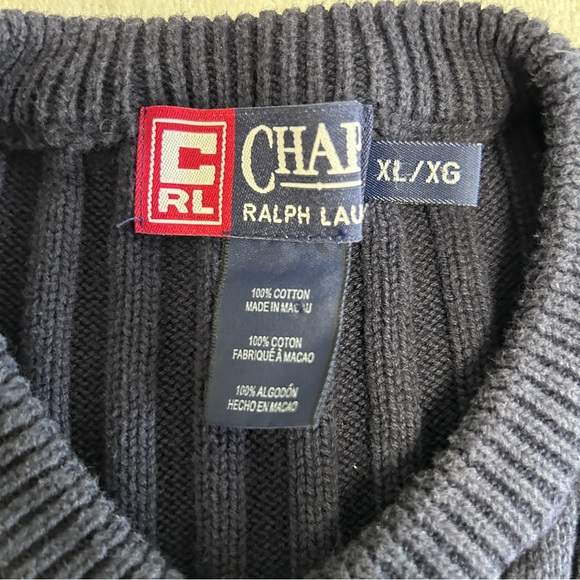 Ralph Lauren Chaps Blue and White V-Neck Sweater Pullover Men’s XL Y2K 90’s - Picture 3 of 10